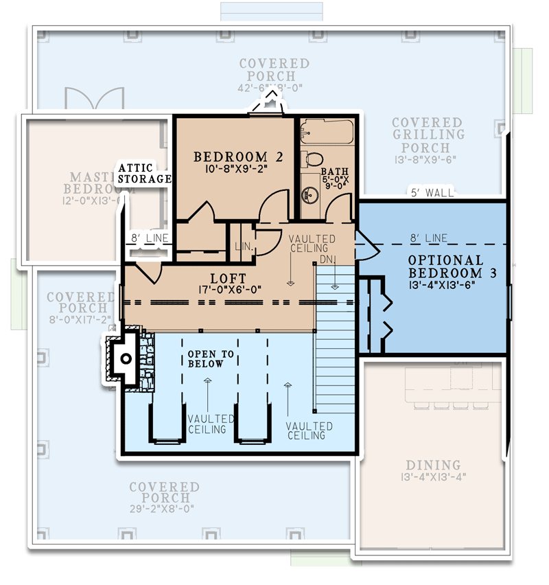 Plan 70791MK: 1500 Square Foot 2-Bed Cottage with Optional Third Bedroom - Floor Plan - 2nd Floor - Cottage, Country, Mountain, Rustic, Vacation