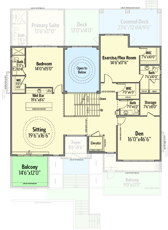 Plan 81763AB: Contemporary House Plan with Rooftop Patio and Lower-Level Garage - 8540 Sq Ft - Floor Plan - 2nd Floor - Contemporary, Mid Century Modern, Modern, Northwest, Prairie