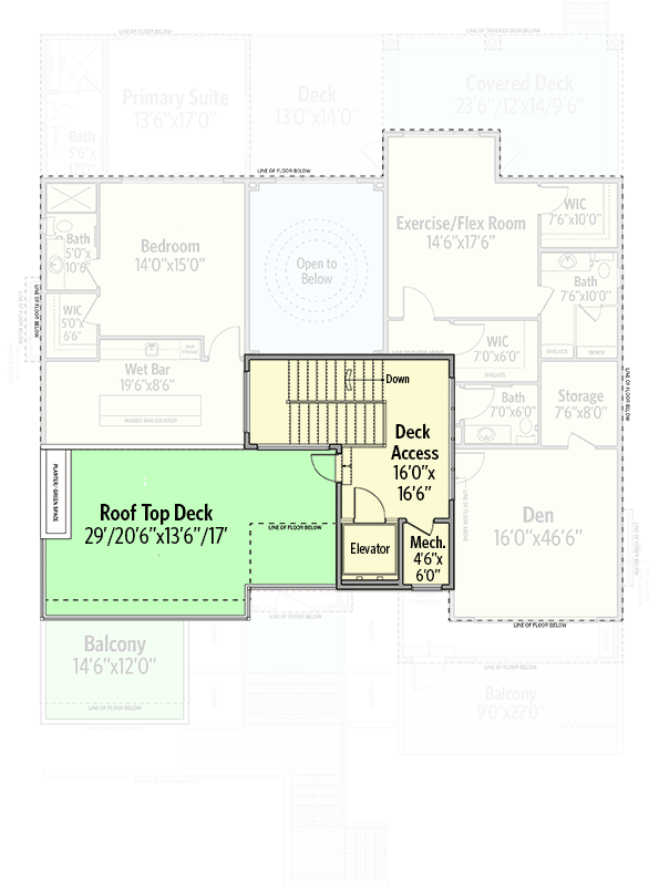 Plan 81763AB: Contemporary House Plan with Rooftop Patio and Lower-Level Garage - 8540 Sq Ft - Floor Plan - 3rd Floor - Contemporary, Mid Century Modern, Modern, Northwest, Prairie