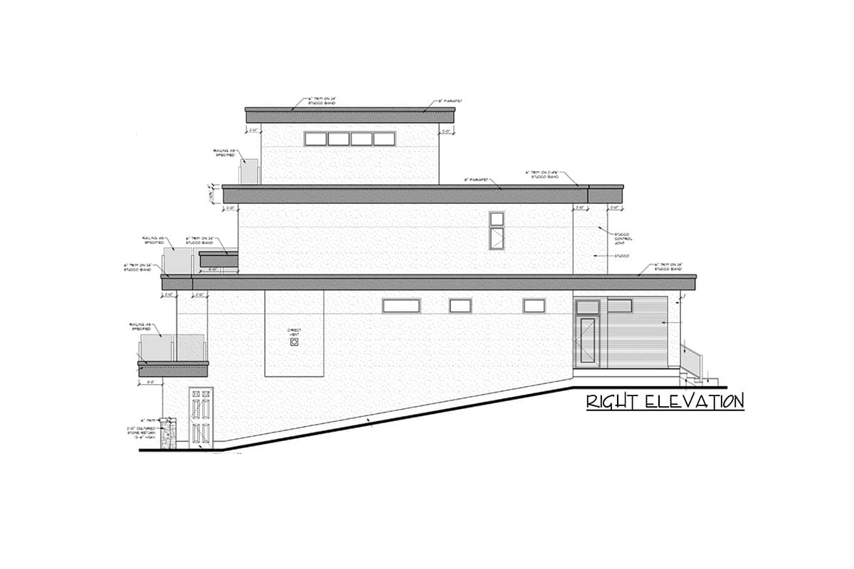 Plan 81763AB: Contemporary House Plan with Rooftop Patio and Lower-Level Garage - 8540 Sq Ft - Image #8 - Contemporary, Mid Century Modern, Modern, Northwest, Prairie