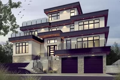 Contemporary House Plan with Rooftop Patio and Lower-Level Garage - 8540 Sq Ft