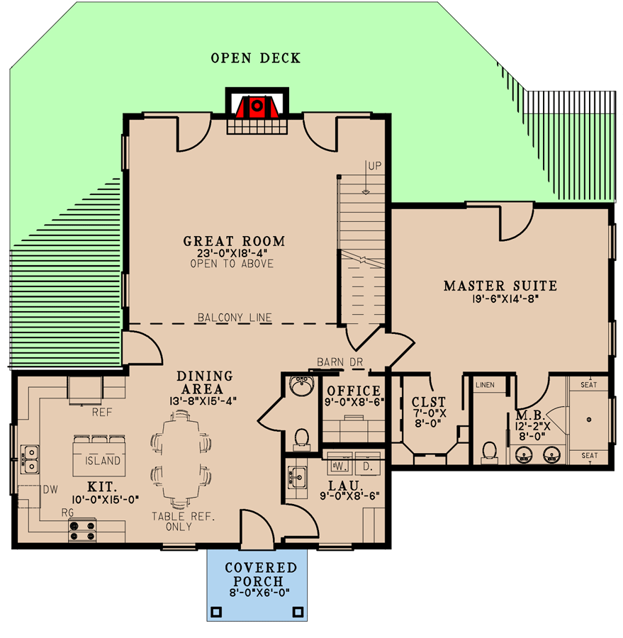 Plan 70792MK: 3-Bed Modern Cottage Under 2200 Square Feet - Floor Plan - Main Level - Cottage, Country, Traditional