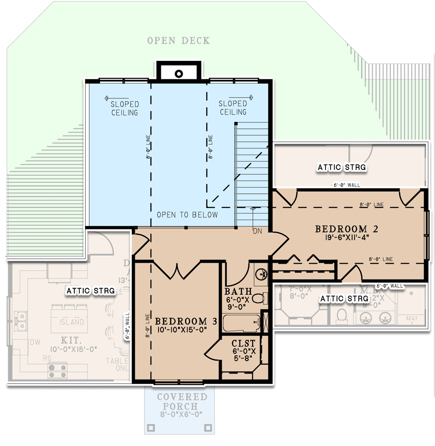 Plan 70792MK: 3-Bed Modern Cottage Under 2200 Square Feet - Floor Plan - 2nd Floor - Cottage, Country, Traditional