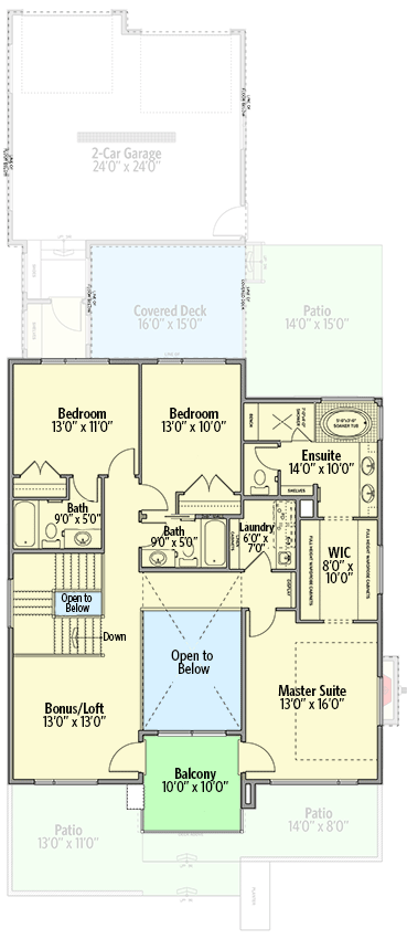 Plan 81765AB: 2-Story Contemporary House Plan with Rear Double Garage - Floor Plan - 2nd Floor - Contemporary, Mid Century Modern, Modern, Northwest