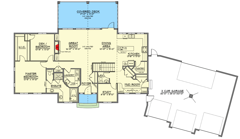 Plan 81767AB: Transitional Ranch Home Plan with Walkout Basement - Floor Plan - Main Level - Ranch, Transitional