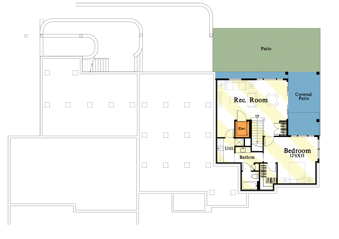 Plan 785015KPH: 5-Bed Mountain Modern Home Plan for Rear-Sloping Lots - Floor Plan - Optionally Finished Lower Level - Contemporary, Mid Century Modern, Modern, Mountain, Northwest
