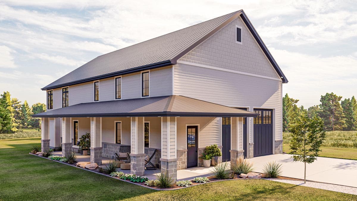 Plan 623148DJ: Beautiful Barndominium with Wraparound Porch and Outdoor Seating - Image #7 - Barndominium, Country, Craftsman, Modern Farmhouse, New American