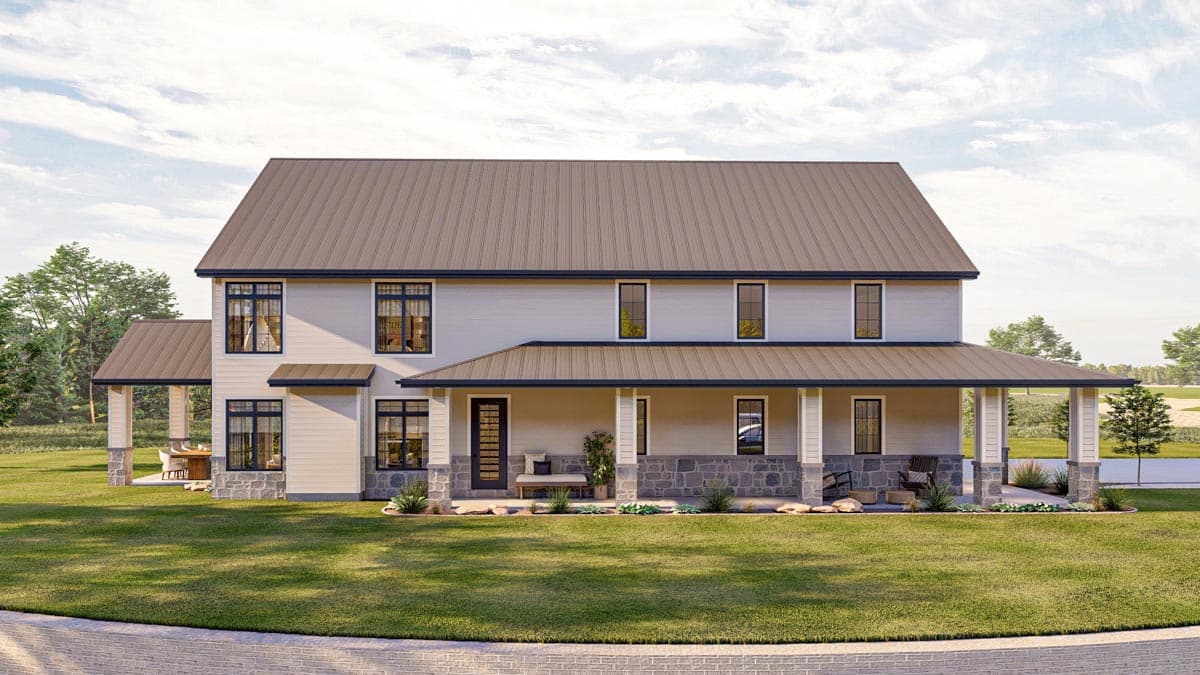 Plan 623148DJ: Beautiful Barndominium with Wraparound Porch and Outdoor Seating - Image #8 - Barndominium, Country, Craftsman, Modern Farmhouse, New American