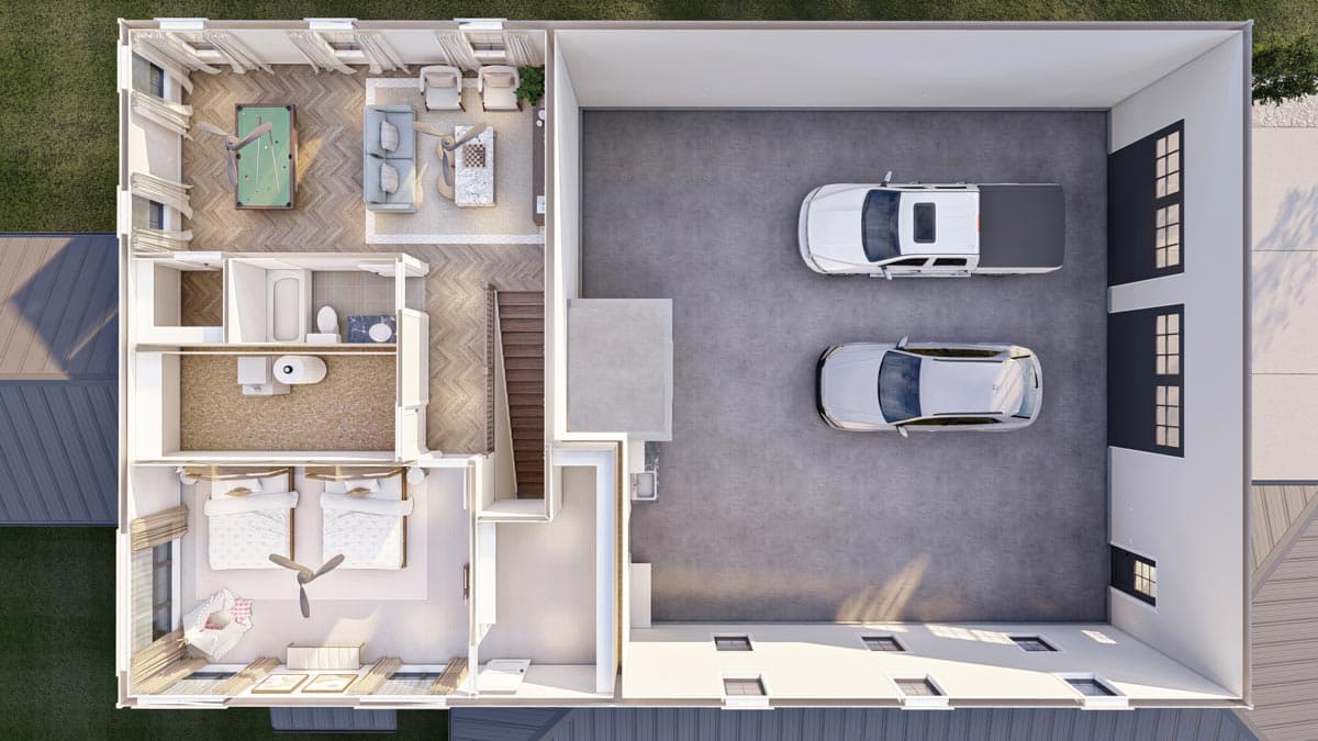 Plan 623148DJ: Beautiful Barndominium with Wraparound Porch and Outdoor Seating - Image #24 - Barndominium, Country, Craftsman, Modern Farmhouse, New American