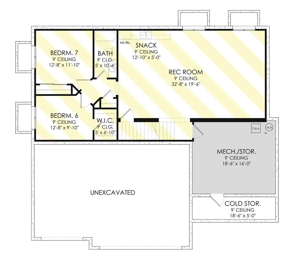 Plan 490068NAH: Contemporary Farmhouse Under 3800 Square Feet with 5 Upstairs Bedrooms - Floor Plan - Optionally Finished Basement Foundation - Contemporary, Farmhouse, Modern Farmhouse, New American
