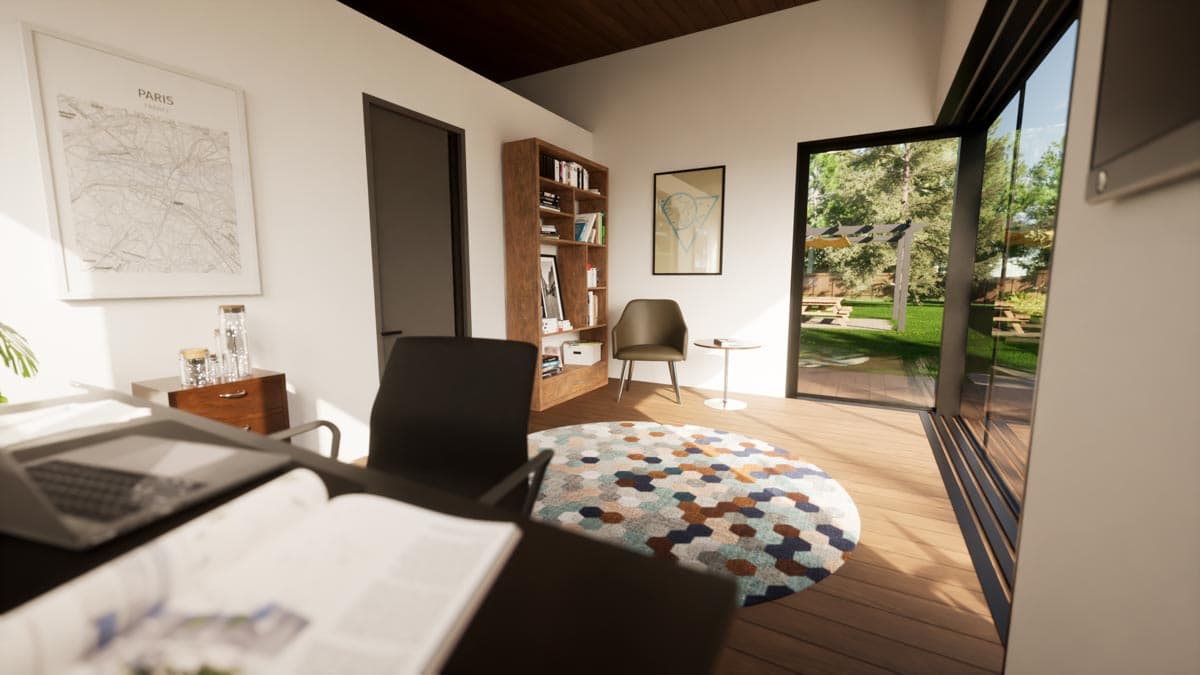 Plan 420071WNT: Modern 256 Square Foot Backyard Home Office with Full Bath - Image #4 - Contemporary, Mid Century Modern, Modern, Northwest