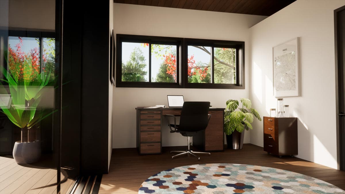 Plan 420071WNT: Modern 256 Square Foot Backyard Home Office with Full Bath - Image #5 - Contemporary, Mid Century Modern, Modern, Northwest