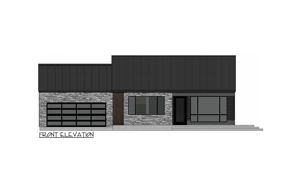 Plan 420073WNT: Contemporary 1-Story Home Plan Under 1000 Square Feet with 2-Car Garage - Image #7 - Contemporary, Cottage, Country, Craftsman