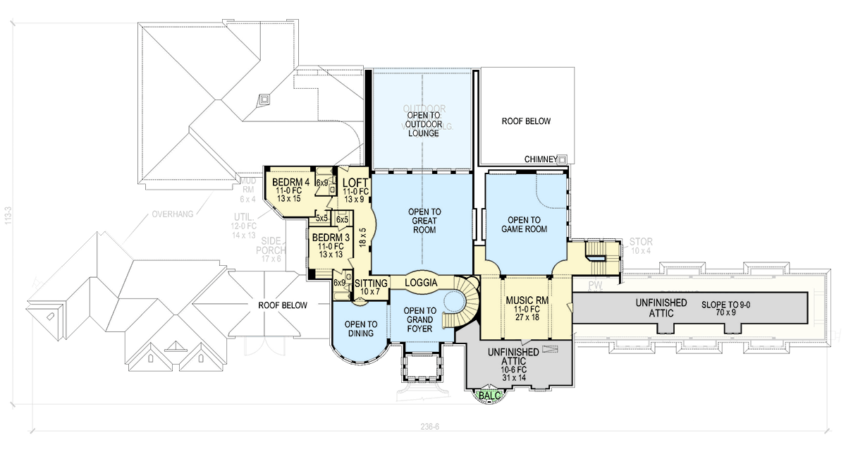 Plan 36670TX: Luxury Home Plan Under 10,000 Sq Ft with Bowling Alley - Floor Plan - 2nd Floor - Country, European, French Country, Mediterranean