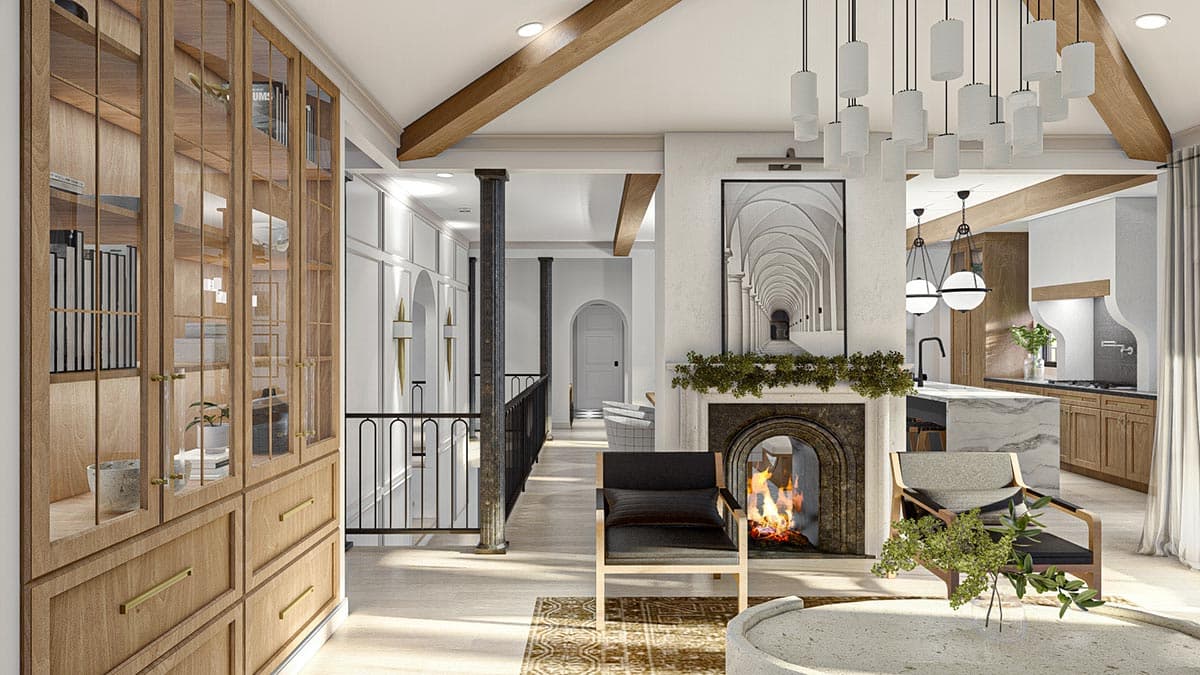 Plan 623149DJ: Mediterranean House Plan with Expansive Layout and Two-Way Fireplace - Image #10 - European, French Country, Mediterranean