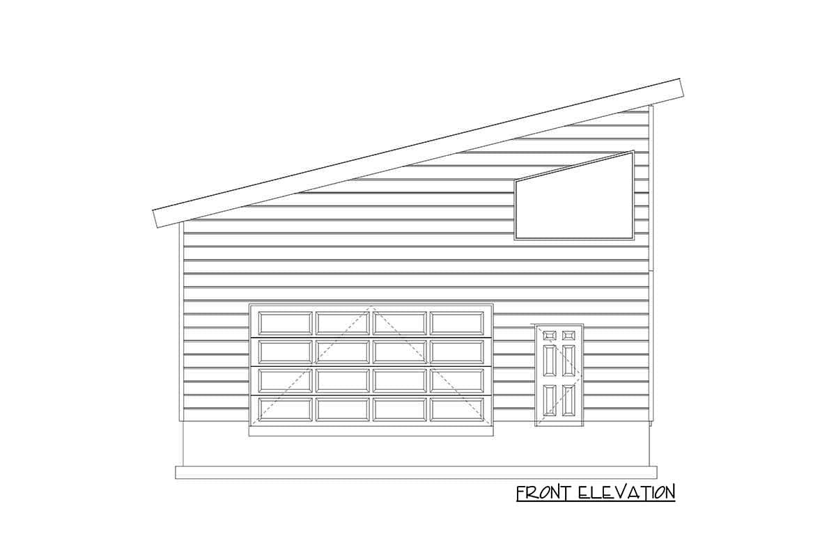 Plan 61302UT: 515 Square Foot 2-Car Contemporary Garage Plan with Upstairs Rec Room - Image #9 - Contemporary, Mid Century Modern, Modern