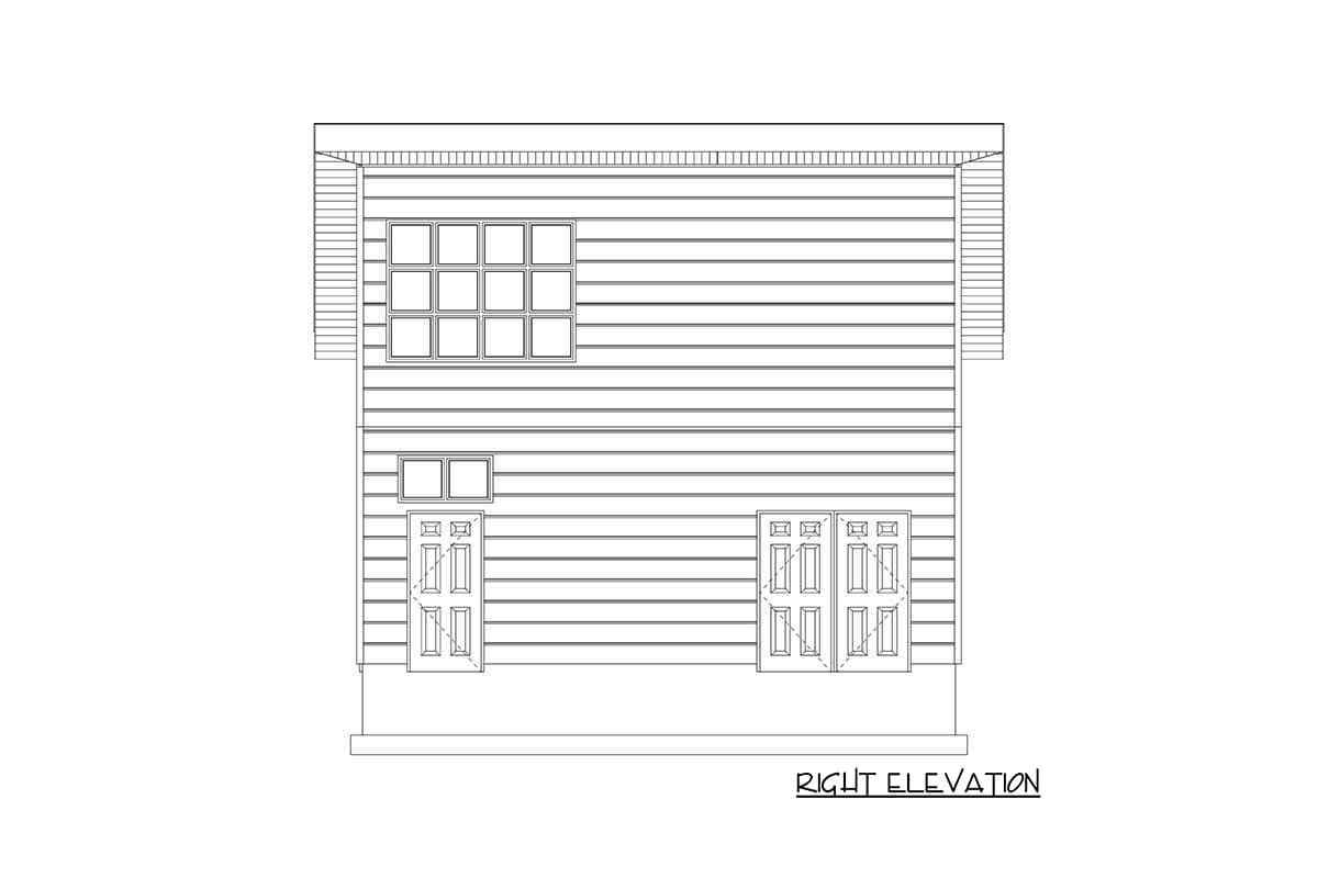 Plan 61302UT: 515 Square Foot 2-Car Contemporary Garage Plan with Upstairs Rec Room - Image #12 - Contemporary, Mid Century Modern, Modern