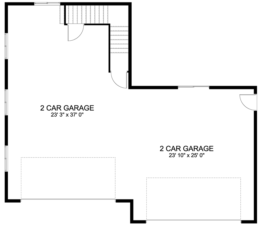 Plan 61304UT: 4-Car Garage with Over 1500 Square Feet of Parking Space with Loft Above - Floor Plan - Main Level - Contemporary, Modern, Northwest