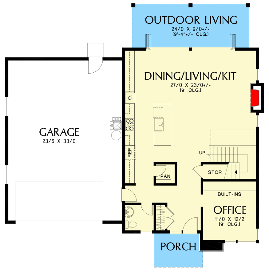 Plan 69324AM: 3 Bed Modern Home Plan Under 2100 Square Feet - Floor Plan - Main Level - Contemporary, Mountain, Northwest