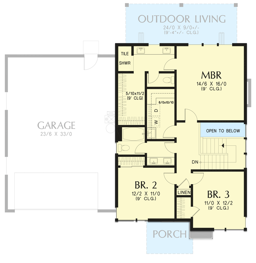 Plan 69324AM: 3 Bed Modern Home Plan Under 2100 Square Feet - Floor Plan - 2nd Floor - Contemporary, Mountain, Northwest