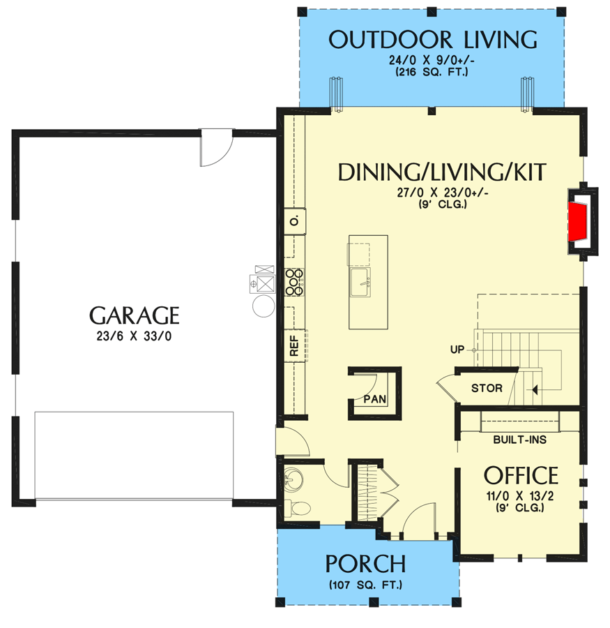 Plan 69325AM: New American Country Home Plan Under 2100 Square Feet with 3 Beds  - Floor Plan - Main Level - Country, New American, Traditional