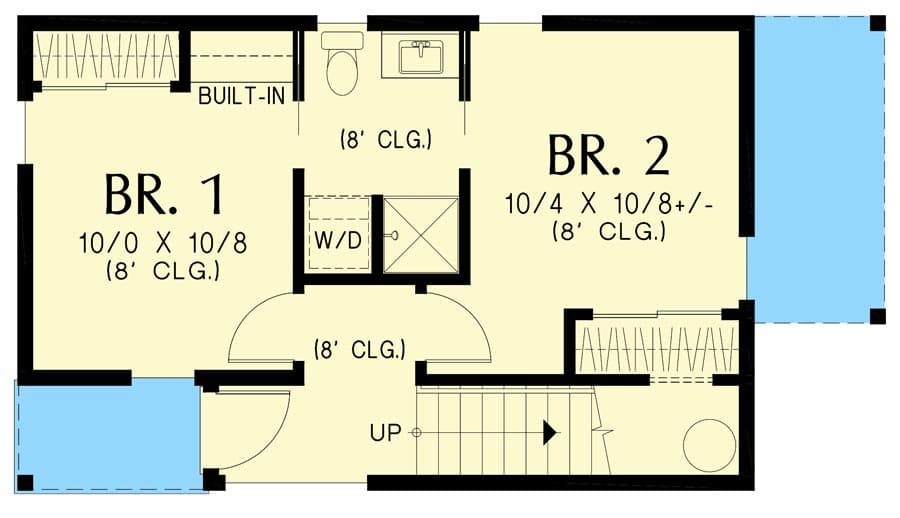 Plan 69351AM: 2 Bed Upside-Down House Plan Just Over 900 Square Feet - Floor Plan - Main Level - Contemporary, Cottage, Craftsman