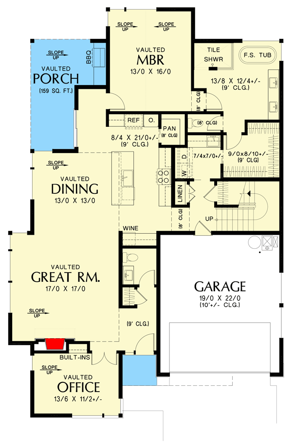 Plan 69423AM: 2500 Square Foot Modern Home Plan with Vaulted Game Room - Floor Plan - Main Level - Contemporary, Mid Century Modern, Modern, Northwest