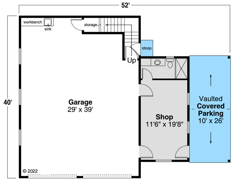 Plan 72359DA: 1200 Square Foot Detached Garage with Shop and Storage - Floor Plan - Main Level - Traditional
