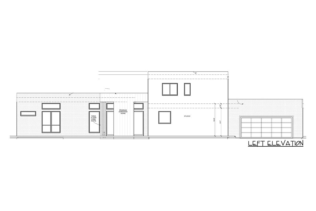Plan 570006LEF: 3-Bed Modern Home Plan with Flat Roof Design Under 2500 Square Feet - Image #4 - Contemporary, Mid Century Modern, Modern, Northwest