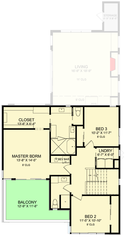 Plan 570007LEF: Modern 2-Story House Plan with Home Office and Balcony off Master Suite - Floor Plan - 2nd Floor - Contemporary, Mid Century Modern, Modern, Northwest, Prairie