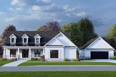 2800 Square Foot Country Home Plan with 2-Car Detached Garage