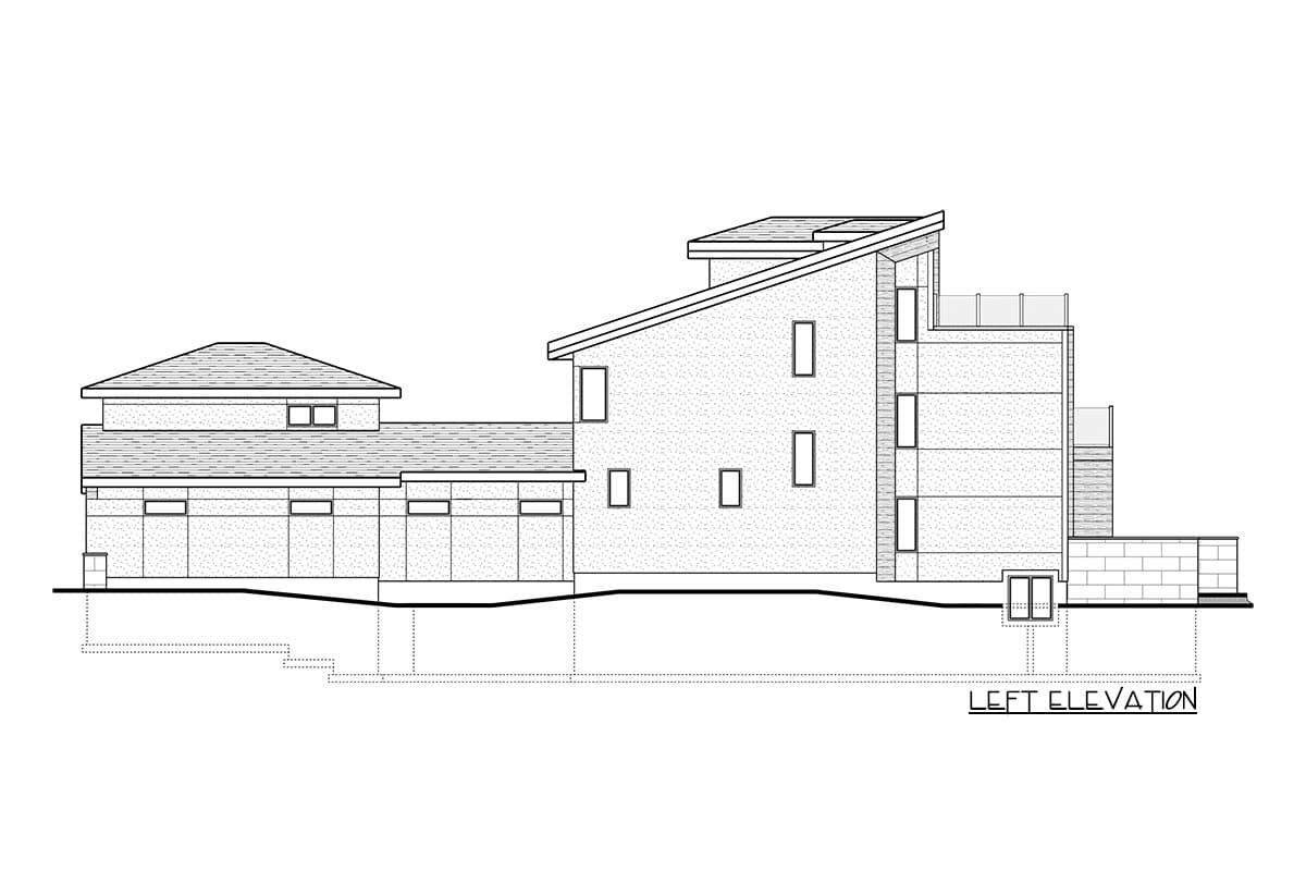 Plan 81776AB: Three Story Contemporary House Plan with Apartment Above 3-Car Garage and a Rooftop Patio - Image #4 - Contemporary, Mid Century Modern, Modern, Northwest