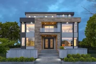 Three Story Contemporary House Plan with Apartment Above 3-Car Garage and a Rooftop Patio