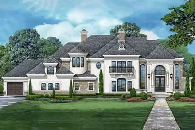 Luxury 5 Bed Euro-Style House Plan with Two Stairs Under 6500 Square Feet