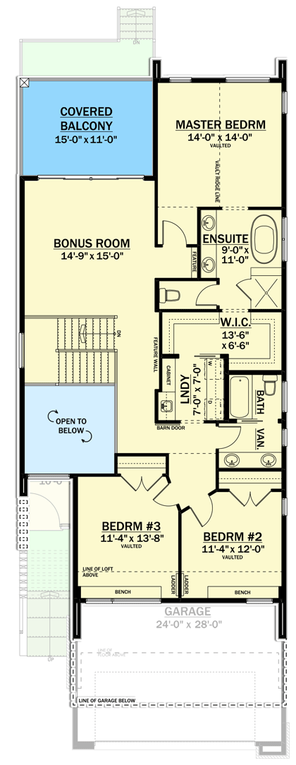 Plan 81779AB: 3-Bed Modern Home Plan Under 2500 Square Feet with Extra-Deep 2-Car Garage - Floor Plan - 2nd Floor - Contemporary, Modern, New American, Northwest