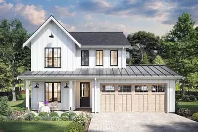 New American-Style Farmhouse With Outdoor Kitchen and Den - 2272 Sq Ft