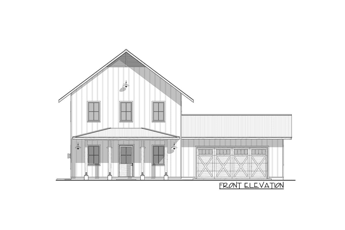 Plan 677028NWL: Rustic Modern Farmhouse with Home Office and  2-Car Oversized Garage - 2380 Sq Ft - Image #4 - Country, Farmhouse, Modern Farmhouse, Rustic