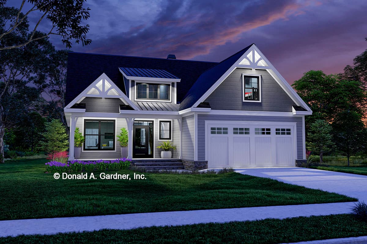 Plan 444355GDN: 2-Story Cottage Under 2000 Square Feet with Vaulted Great Room - Image #4 - Cottage, Country, Craftsman, New American