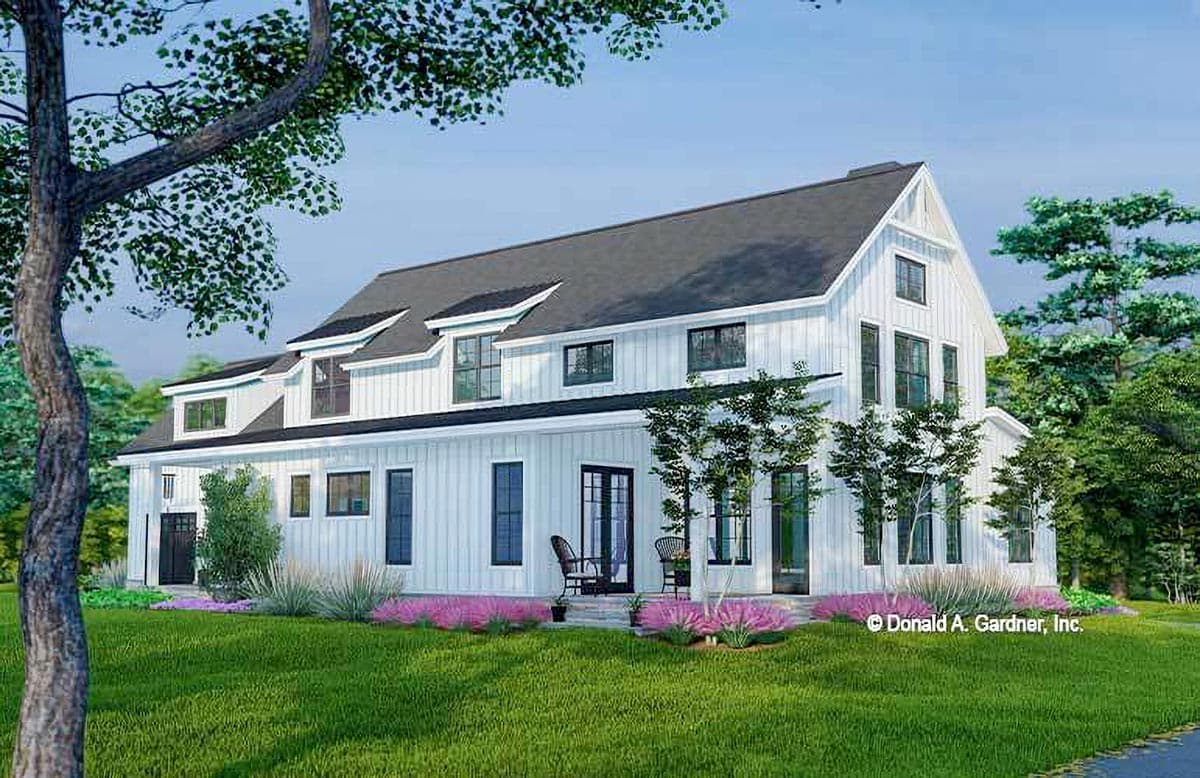 Plan 444359GDN: Barndo-style House Plan Under 3000 Square Feet with Bonus Above Garage - Image #4 - Barndominium, Country, Farmhouse, Modern Farmhouse