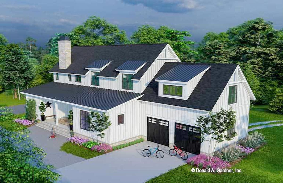 Plan 444359GDN: Barndo-style House Plan Under 3000 Square Feet with Bonus Above Garage - Image #5 - Barndominium, Country, Farmhouse, Modern Farmhouse