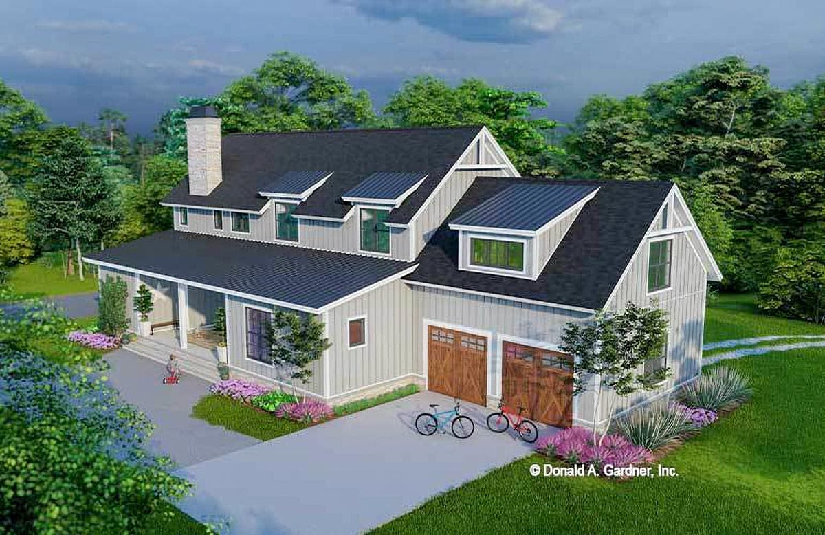 Plan 444359GDN: Barndo-style House Plan Under 3000 Square Feet with Bonus Above Garage - Image #9 - Barndominium, Country, Farmhouse, Modern Farmhouse
