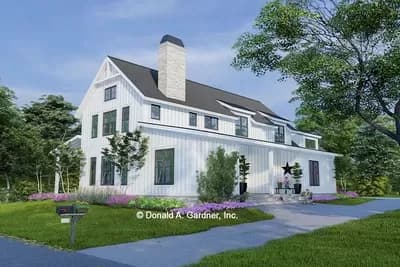 Barndo-style House Plan Under 3000 Square Feet with Bonus Above Garage