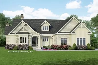 One-Story Craftsman Home Plan Under 2000 Square Feet with Outdoor Fireplace