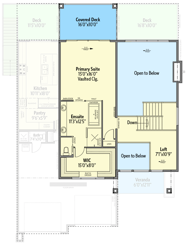 Plan 81784AB: Modern 3100 Square Foot Home Plan with 3 Beds for a Rear Sloping Lot - Floor Plan - 2nd Floor - Coastal, Contemporary, Modern