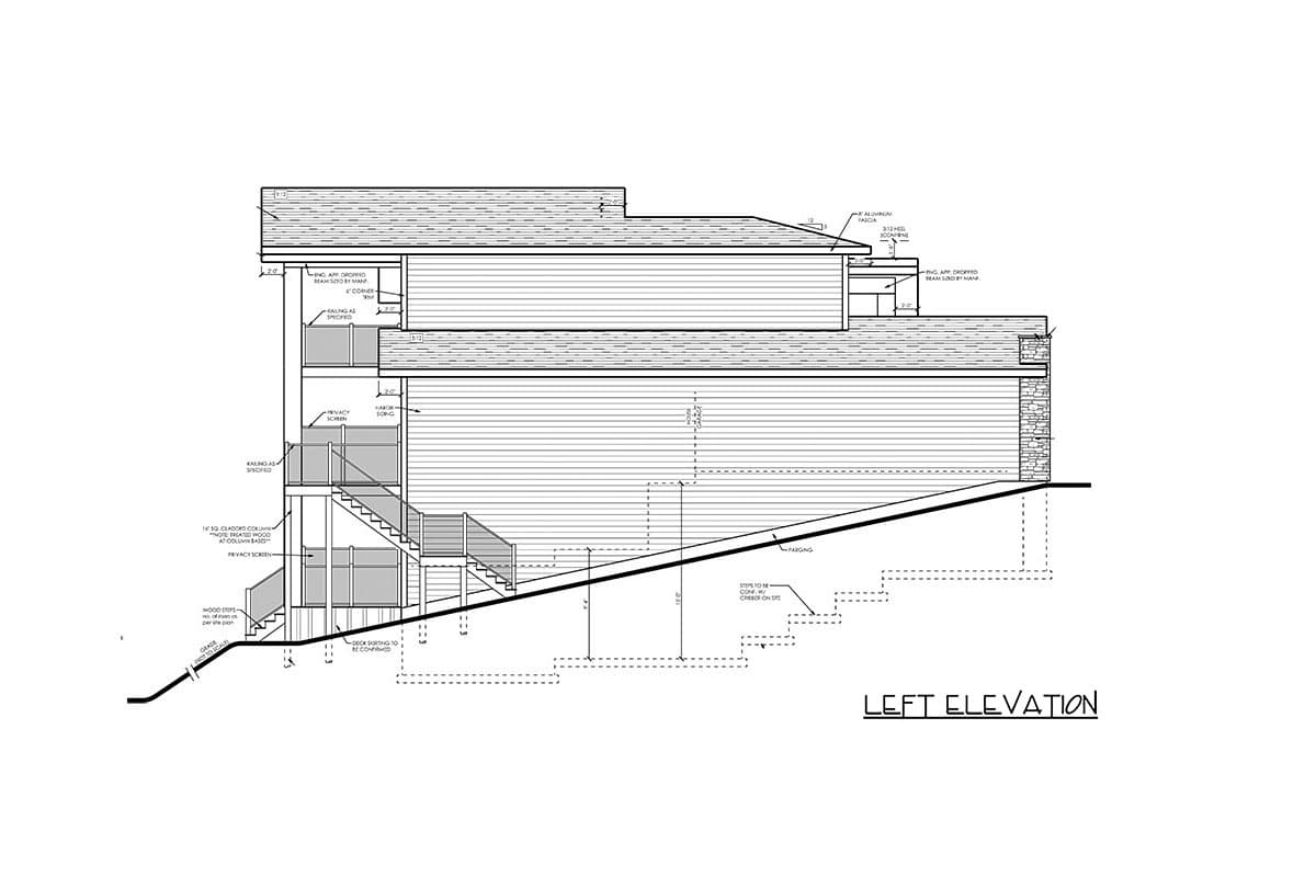 Plan 81784AB: Modern 3100 Square Foot Home Plan with 3 Beds for a Rear Sloping Lot - Image #4 - Coastal, Contemporary, Modern