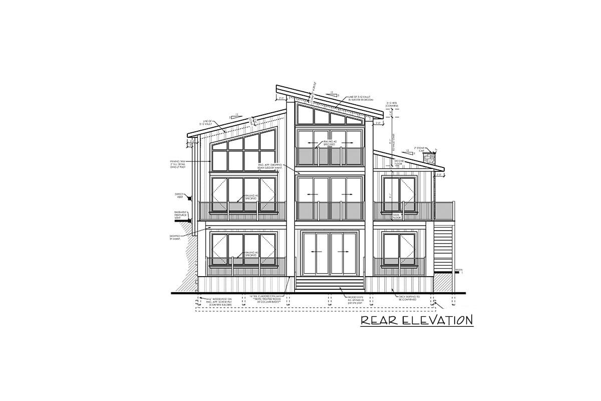 Plan 81784AB: Modern 3100 Square Foot Home Plan with 3 Beds for a Rear Sloping Lot - Image #5 - Coastal, Contemporary, Modern