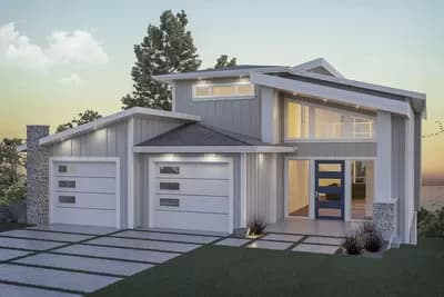 Modern 3100 Square Foot Home Plan with 3 Beds for a Rear Sloping Lot