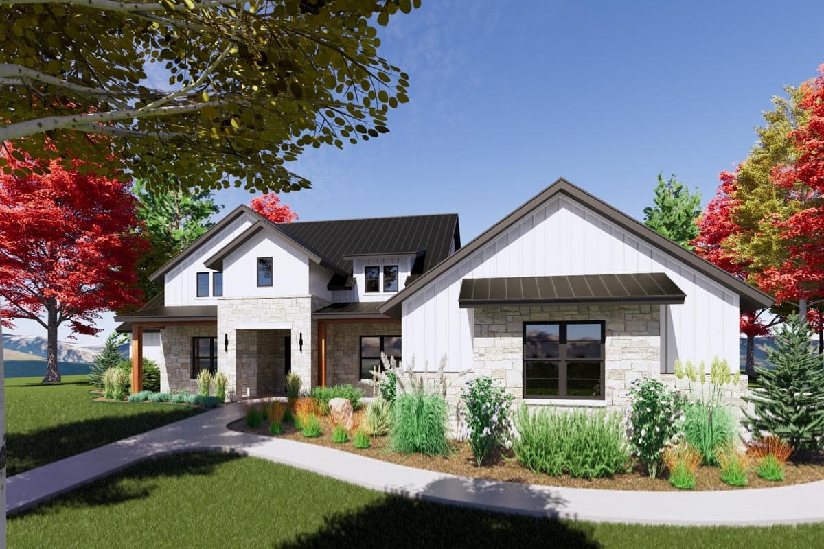 Plan 818027JSS: Transitional 3600 Square Foot One-Level House Plan with Split-Bed Layout - Image #4 - Country, European, Hill Country, Modern Farmhouse, New American, Traditional, Transitional