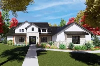 Transitional 3600 Square Foot One-Level House Plan with Split-Bed Layout