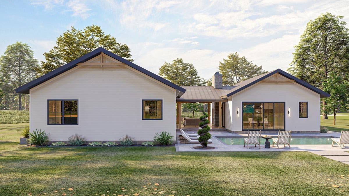 Plan 623150DJ: 2 Bed Cottage with Dogtrot Attached to Poolhouse - Image #6 - Cottage, Country, Ranch, Rustic, Southern, Traditional, Vacation